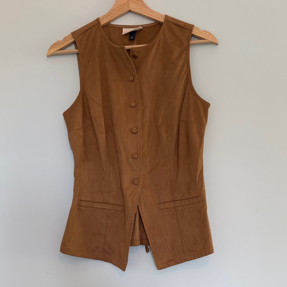 Universal Thread Tan Suede Button-Front Vest
